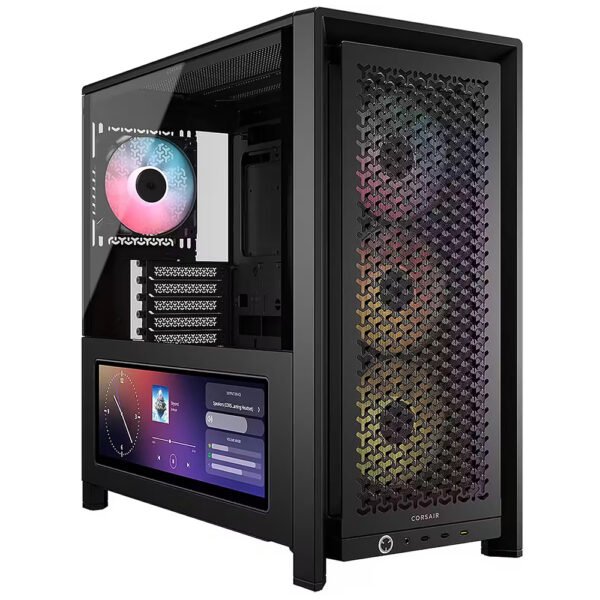 Gabinete Gamer Corsair Frame 4000D Lcd Rs CC-9011326-WW Mid Tower 4 Cooler ARGB Negro