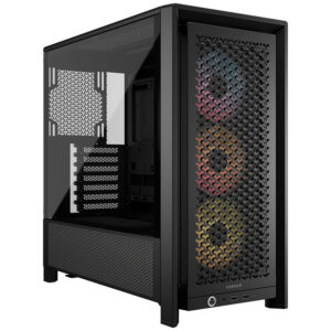 Gabinete Gamer Corsair CC-9011296-WW Frame 4000 Series Airflow Mesh Vidro Negro - 3 Cooler ARGB - Mid Tower