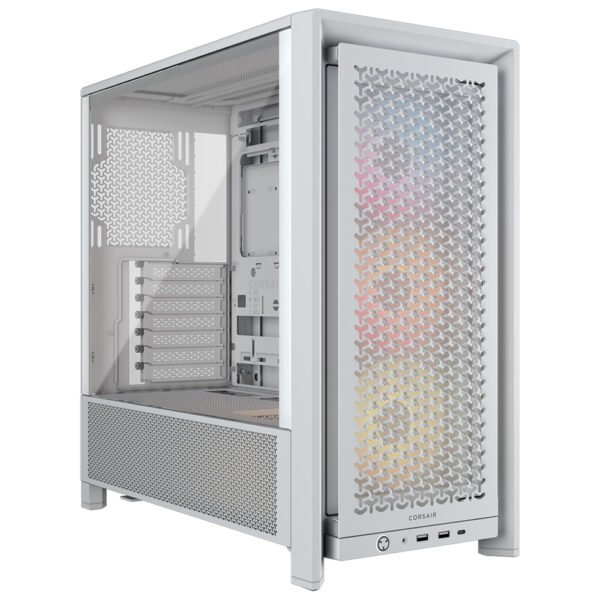 Gabinete Gamer Corsair Frame 4000 Series Airflow CC-9011297-WW Mid Tower 3 Cooler ARGB Blanco