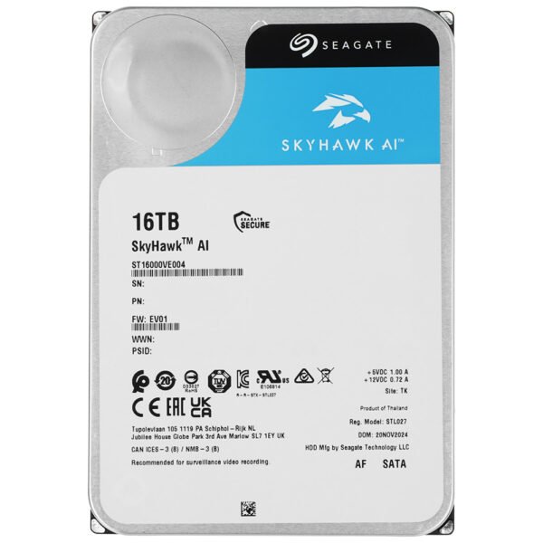 HDD Seagate 16 TB Skyhawk Ai Surveillance 3.5" SATA 3 7200RPM - ST16000VE004