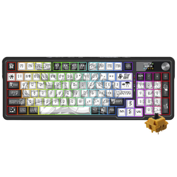 Teclado Gamer Wireless REDRAGON K719GF-RGB-Pro Artemis Pro Bluetooth Mechanical RGB Ingles Negro/blanco