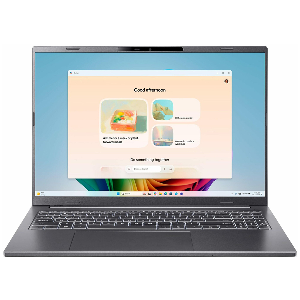 Notebook Acer Aspire 16 AI A16-52MT-91B0 Core Ultra 9 288V 3.3GHZ 32GB 1Tb SSD 16"WUXGA IPS 120HZ Touch W11 Inglés Steel Gris NX.JNPAA.002
