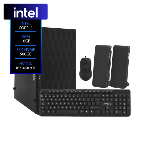 PC Intel i3 12100F 16GB RAM SSD 500GB RTX 3050 6GB
