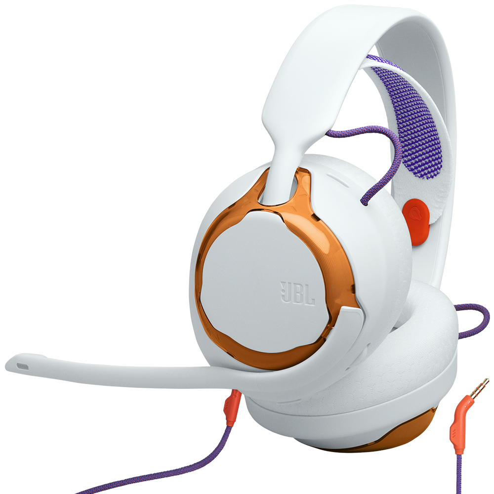 Auricular C Micrófono. JBL Quantum 250 Gaming Blanco Naranja Jblqtum250Telam