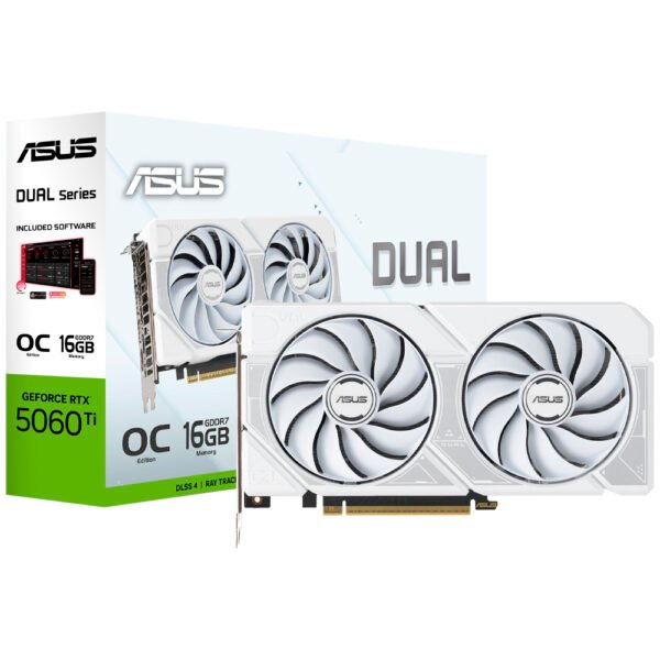 Tarjeta Gráfica ASUS Dual OC White 16 GB GeForce RTX 5060TI GDDR7-DUAL-RTX 5060TI-O16G-WHITE