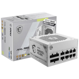 Fuente de Alimentación Msi Mag A850GL 850W ATX 3.1 Modular 80 Plus Gold Blanco