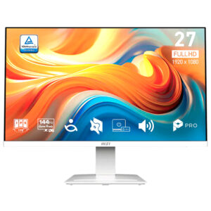 Monit. LED 27" MSI PRO MP273W E14A FHD IPS 144HZ 1MS / DP / HDMI / VGA / Audio Blanco
