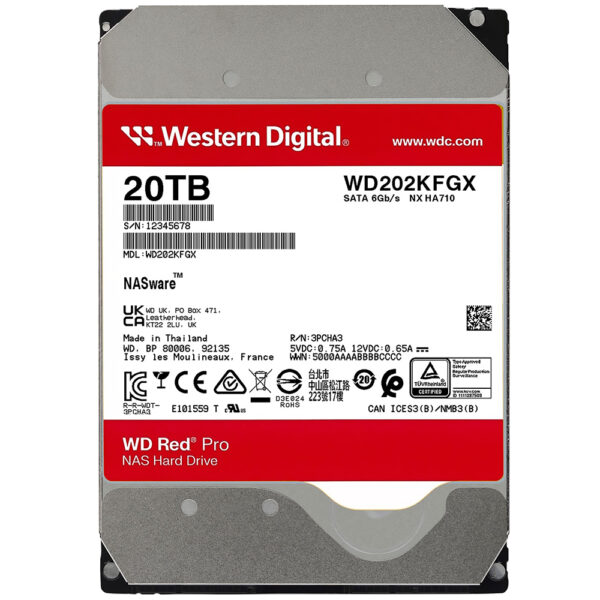 HDD Western Digital 20 TB WD Red Pro NAS 3.5" SATA 3 7200RPM-WD202KFGX