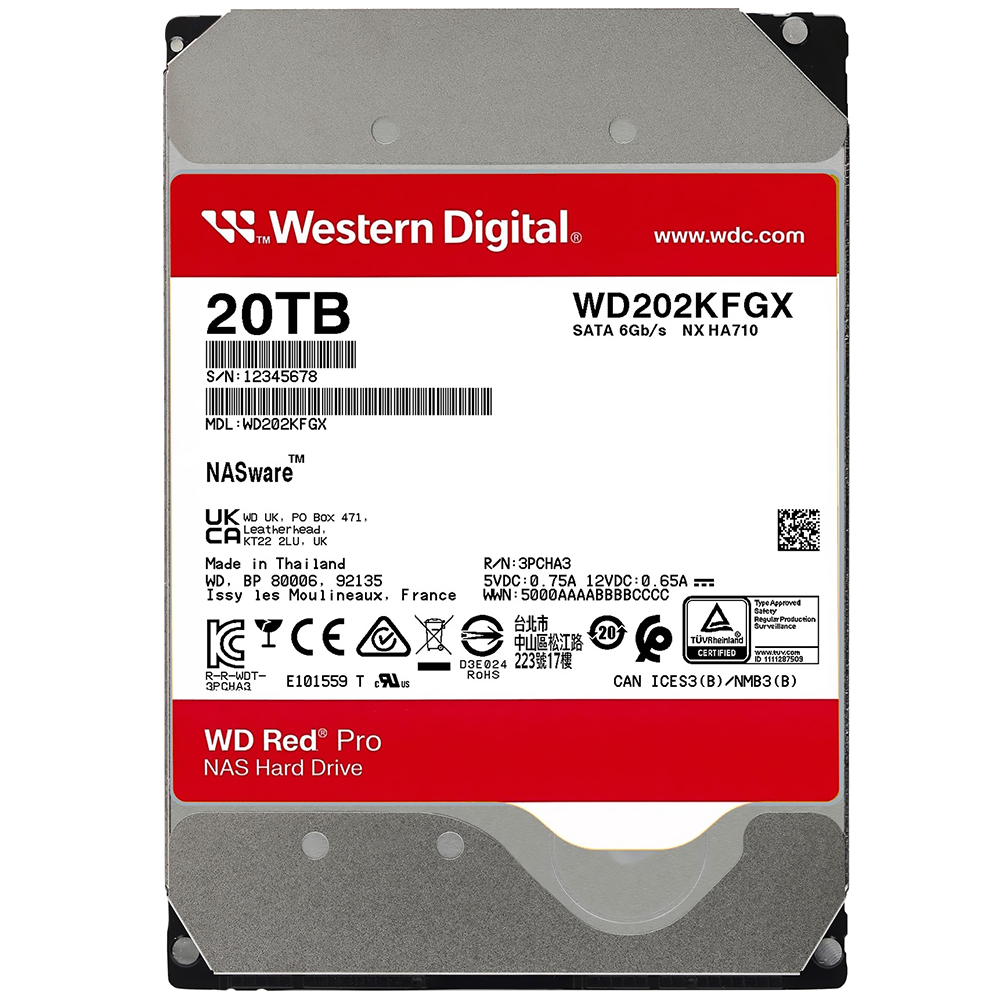 HDD Western Digital 20 TB WD Red Pro NAS 3.5″ SATA 3 7200RPM-WD202KFGX