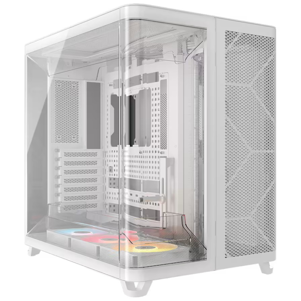 Gabinete Gamer Corsair CC-9011319-WW Air 5400 Series Vidro BLANCO-3 Cooler ARGB-Mid Tower
