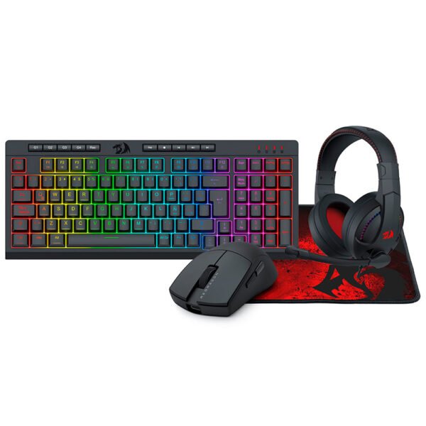 Kit Gamer REDRAGON Essentials S147 Teclado+mouse+mousepad+auricular RGB Español-Negro