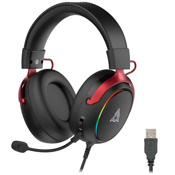 Auricular Con Micrófono Gamer Ajazz Ahw10 RGB Con Cable Negro Rojo (986185)