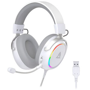 Auricular Con Micrófono Gamer Ajazz Ahw10 RGB Con Cable Blanco Gris (985447)
