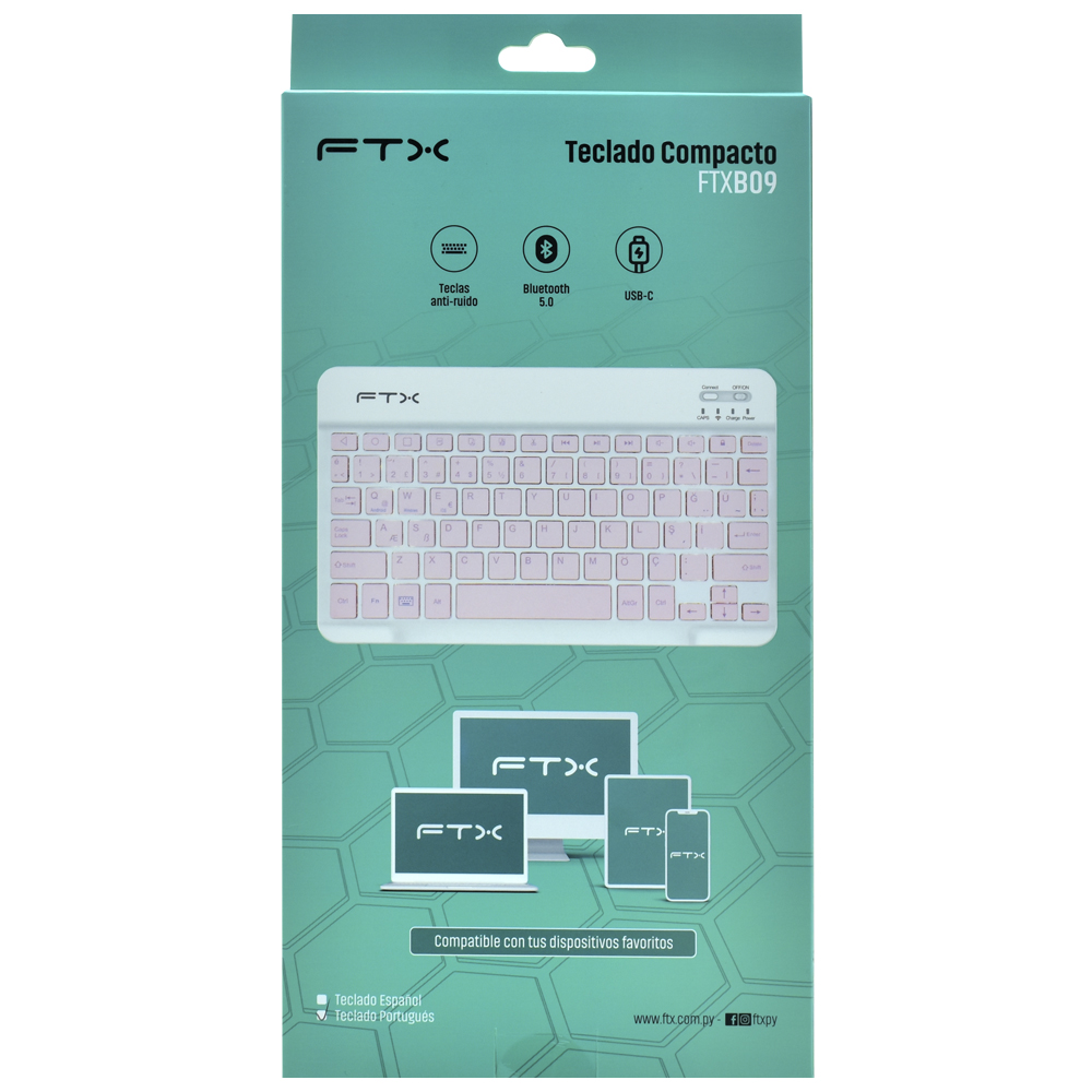 Teclado Ftx B09 Bluetooth Español-Rosa Blanco (106234)