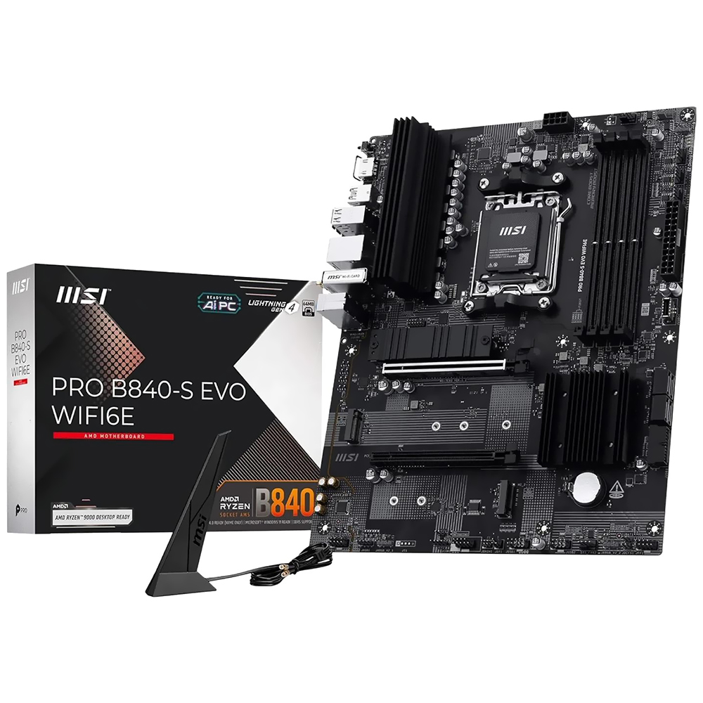 Placa Madre AM5 MSI Pro B840-S Evo WIFI6E M.2 DDR5 WIFI6E Bt HDMI Type-C USB2.0 Glan Som 911-7E93-002