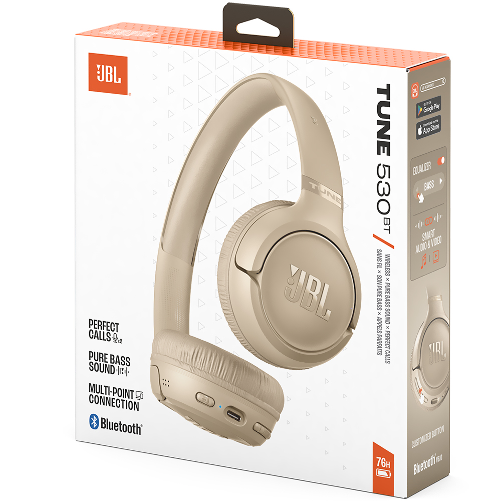 Auricular Bluetooth JBL Tune T530Bt Pure Bass Beige Jblt530Btbegeu