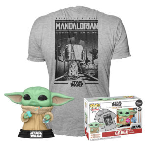 Bundle Funko Pop Star Wars The Mandalorian: Grogu + Camiseta Tees - Tamaño S (63621)