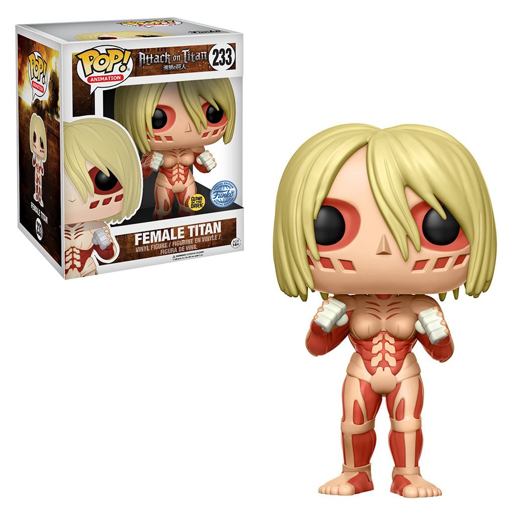 Funko Pop Attack On Titan Exclusive – Female Titan 233 (glows In The Dark) (super Sized 6″)