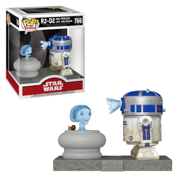 Funko Pop Deluxe Star WARS-R2-D2 And Princess Leia Hologram 766