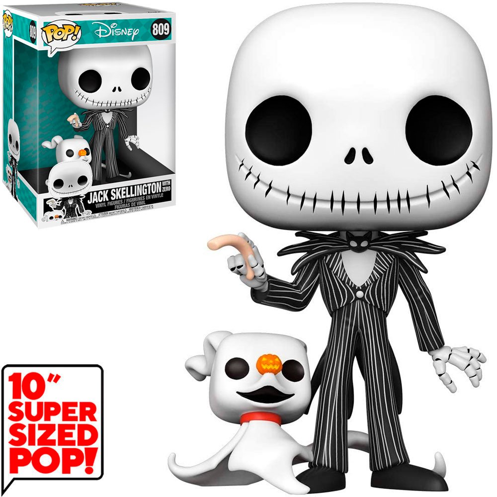 Funko Pop Disney Nbc – Jack Skellington With Zero 809 (super Sized 10″)