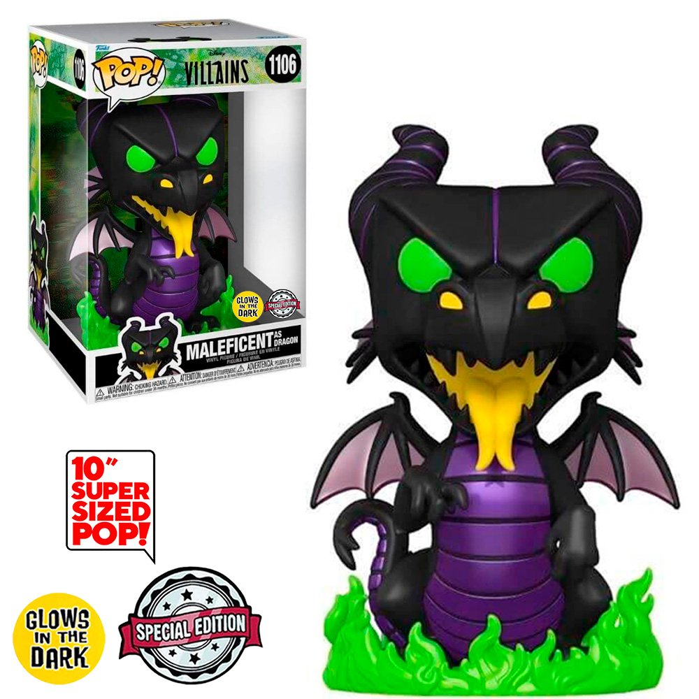 Funko Pop Disney Villains Exclusive – Maleficent Dragon 1106 (glows In The Dark) (super Sized 10»)