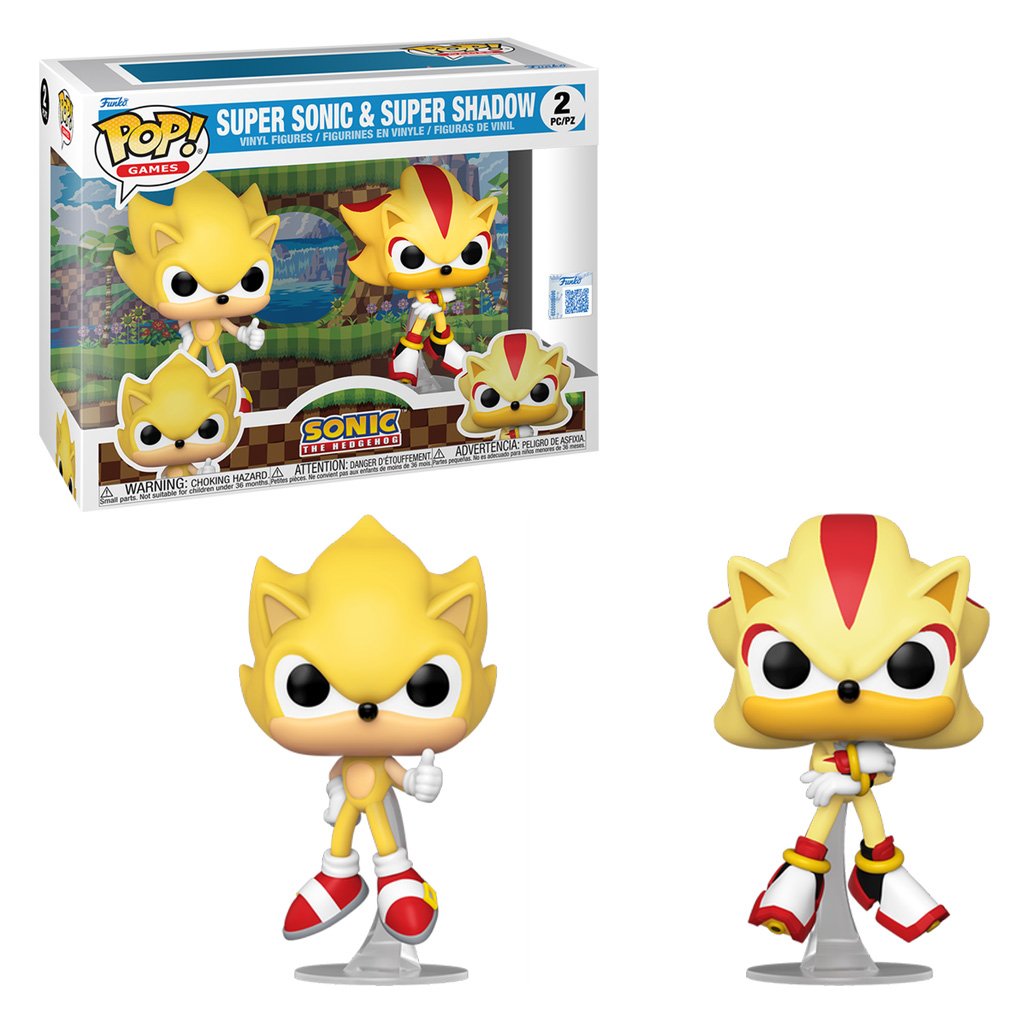 Funko Pop Games Sonic The Hedgehog Exclusive Flocked – Super Sonic & Super Shadow 2-PACK (91823)