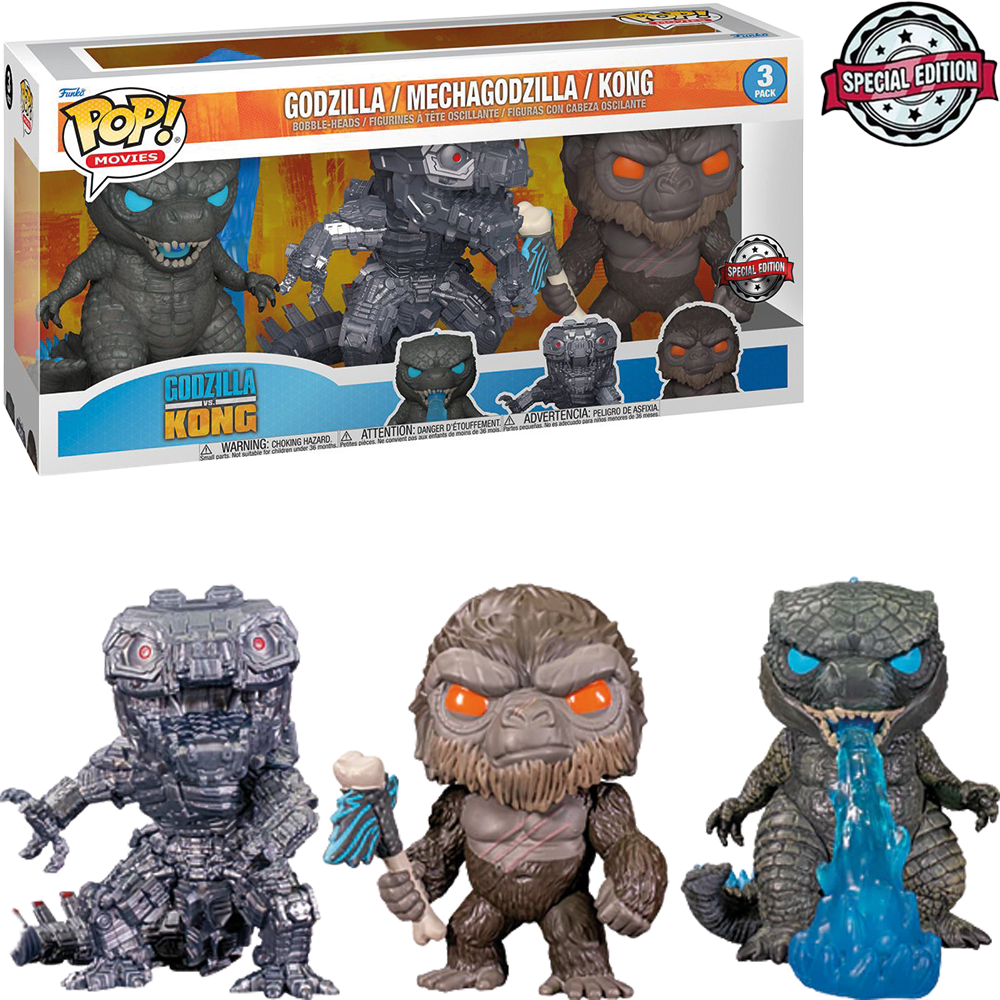 Funko Pop Godzilla Vs Kong Exclusive – Godzilla / Mechagodzilla / Kong (3 Pack)