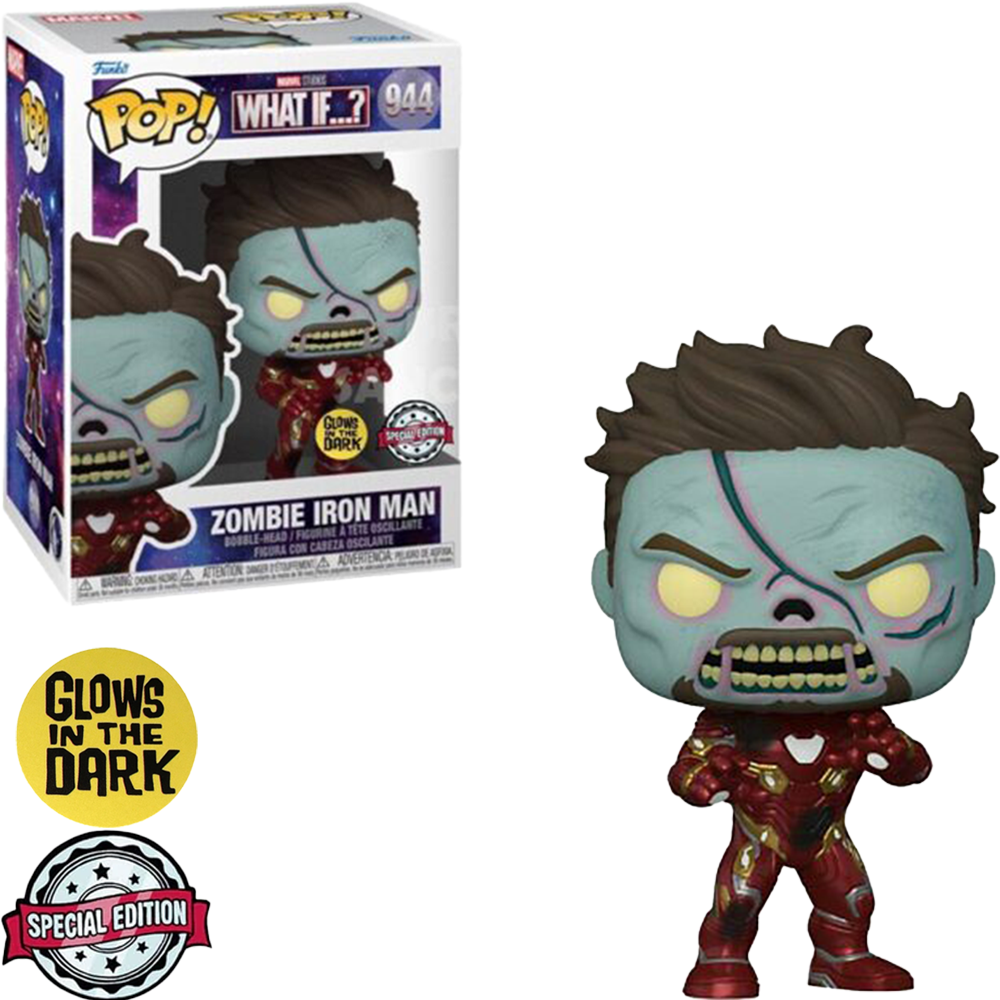 Funko Pop Marvel What If…? Exclusive – Zombie Iron Man 944 (glows In The Dark)