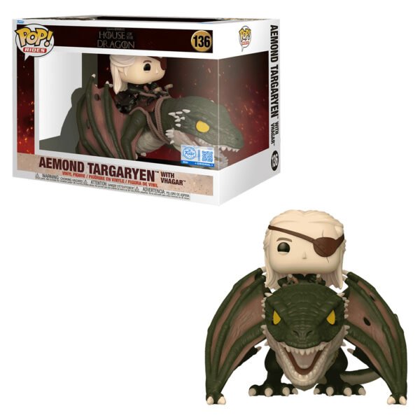 Funko Pop Rides Game Of Thrones: House Of The Dragon Exclusive - Aemond Targaryen With Vhagar 136