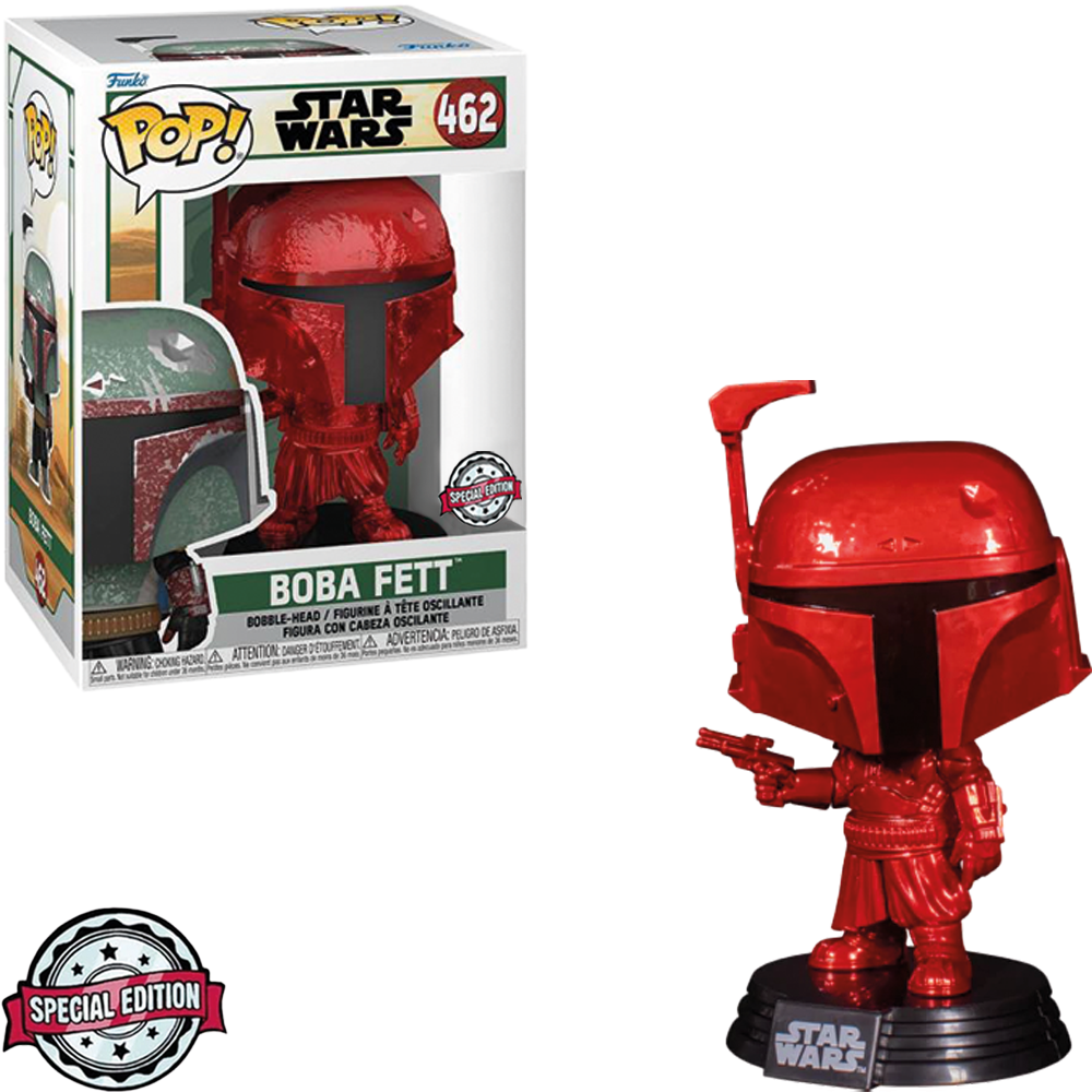 Funko Pop Star Wars The Mandalorian Exclusive – Boba Fett Red Chrome 462