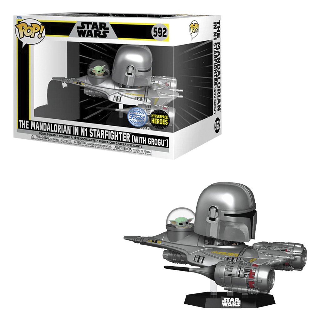 Funko Pop Star Wars: The Mandalorian Exclusive – The Mandalorian In N1 Starfighter 592 (with Grogu)