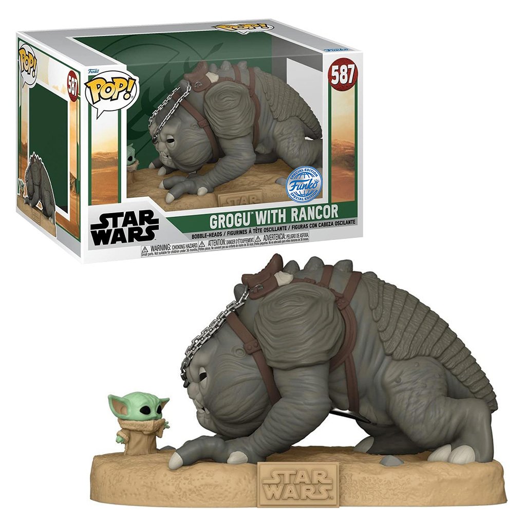 Funko Pop Star Wars The Mandalorian Super Sized 10″-Grogu With Rancon 587
