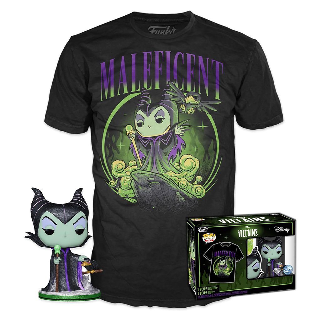 Funko Pop & Tee Villains Maleficent Diamond Glitter – Tamaño Lg (58928)