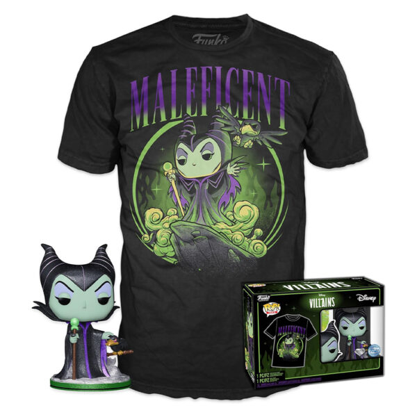 Funko Pop & Tee Villains Maleficent Diamond Glitter - Tamaño Xl (58929)