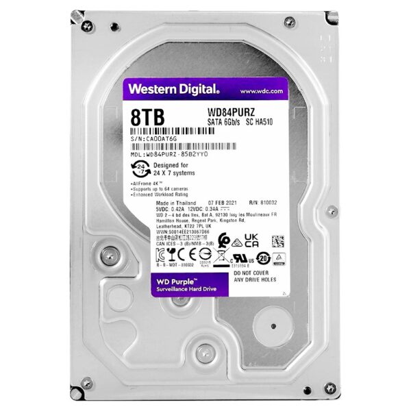 HDD Western Digital 8 TB WD Purple 3.5" SATA 3 5640RPM-WD84PURZ