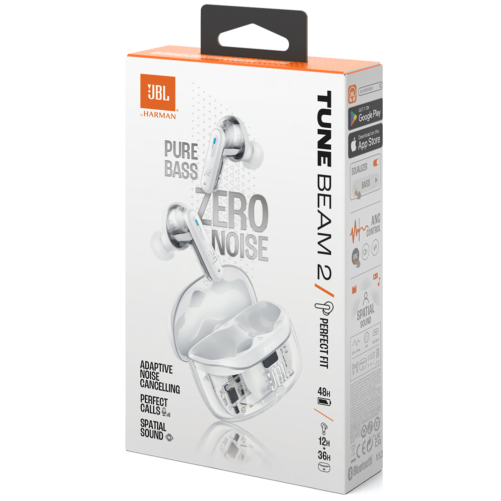 Auricular JBL Tune Beam2 Perfect Fit TWS Bluetooth - Ghost Blanco