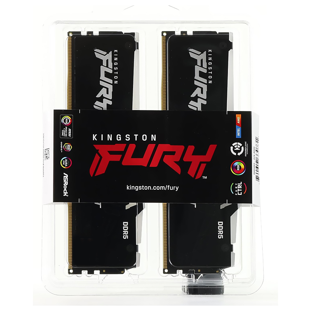 Memoria RAM KINGSTON FURY Beast DDR5 64GB (2X32GB) 5200MHZ Rgb Negro (KF552C40BBAK2-64)