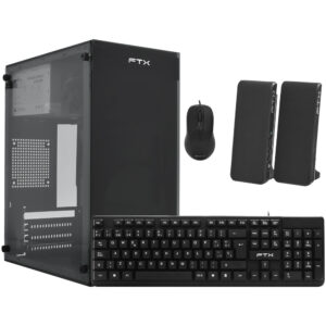 Gabinete Gamer Ftx FTX255 500VA Mouse Teclado Español Altavoz Parlante Negro