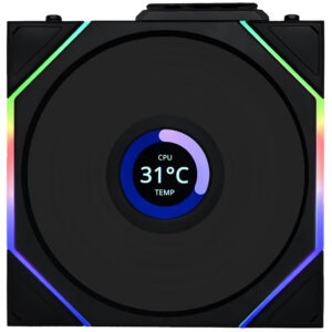 Cooler P/ Gabinete LIAN LI 12x12 12RTLLCD1W1B Wireless Reverse Blade Lcd LED ARGB Negro
