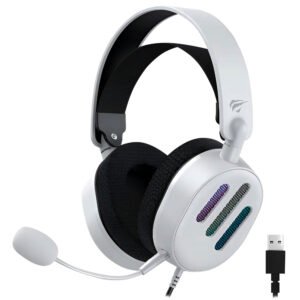 Auricular Con Micrófono Gamer Havit Gamenote H2038U RGB Con Cable Blanco Negro