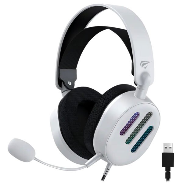 Auricular Con Micrófono Gamer Havit Gamenote H2038U RGB Con Cable Blanco Negro