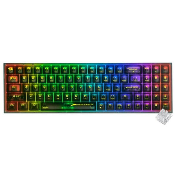 Teclado Gamer Mecánico REDRAGON K628CTB-RGB-Pro Pollux Pro Inglés-Negro Transparente