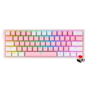 Teclado Gamer Mecánico REDRAGON K617-RGB Fizz Mini USB Red Inglés-Rosa Blanco