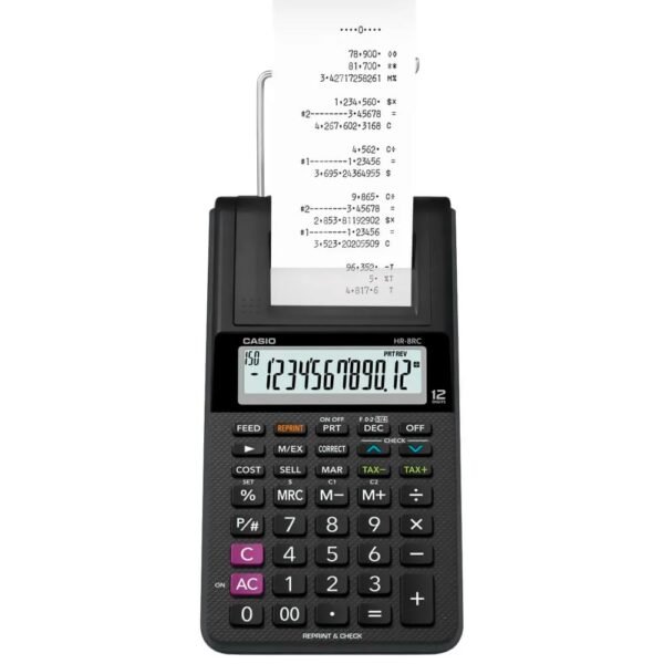Calculadora con Bobina Casio HR-8RC 12 Digítos - Negro