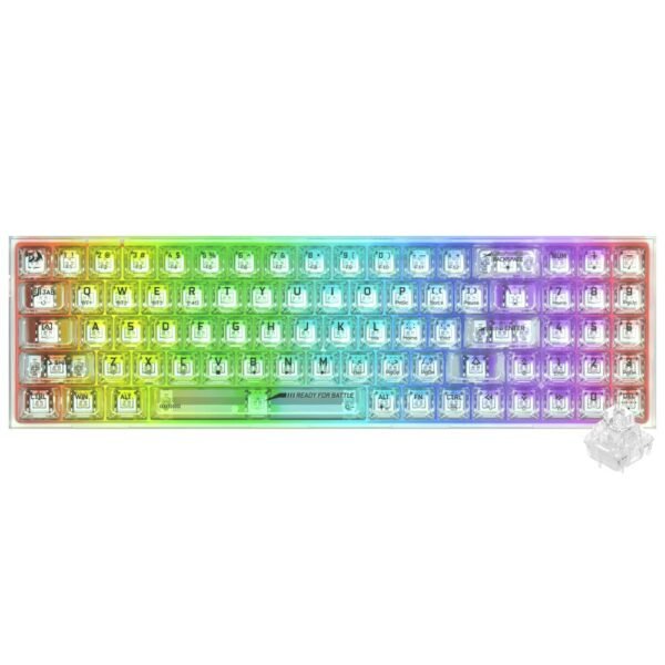Teclado Gamer Mecánico REDRAGON K628CT-RGB-Pro Pollux Pro Wireless Inglés-Transparente