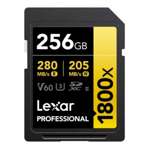 Tarjeta de Memoria SD Lexar Professional Gold Series 1800X C10 U3 V60 4K Full Hd 256GB-LSD1800256G