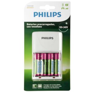 Cargador de Pilas Philips con 4 Pilas AA-SCB2445NB