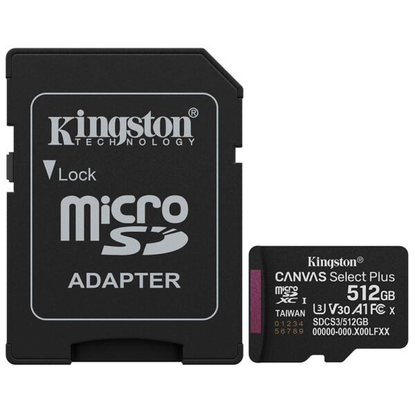 Tarjeta de Memoria MICRO SD Kingston Canvas Select Plus C10 U1 V10 A1 512GB-SDCS3 512GB