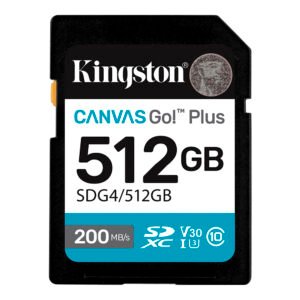 Tarjeta de Memoria SD Kingston Canvas Go Plus C10 U3 V30 A2 512GB-SDG4 512GB