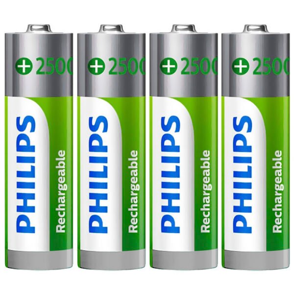 Pilas Recargables Philips AA con 4 Pilas 2500MAH-R6B4RTU25 97